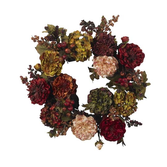 22&#x22; Autumn Hydrangea &#x26; Peony Wreath